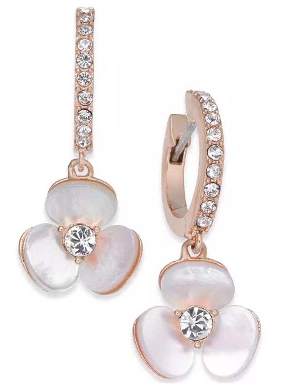Kate Spade 14k Rose Gold-Plated Pavé & Mother-of-Pearl Flower Drop Earrings - Picture 7 of 7